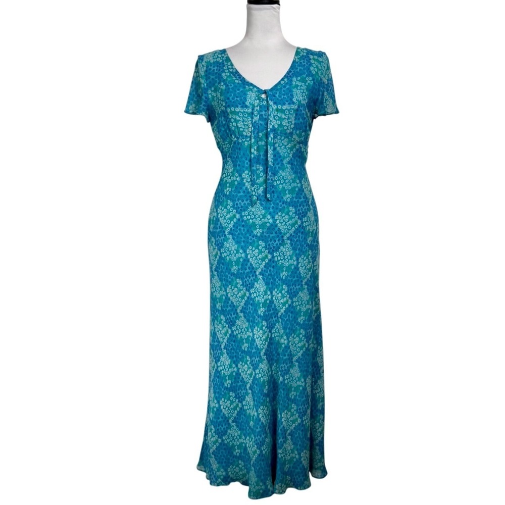 Vintage Depêche Mode Ditsy Floral Silk Maxi Dress Sz 6 Sheer Boho Fairy 90s Y2K